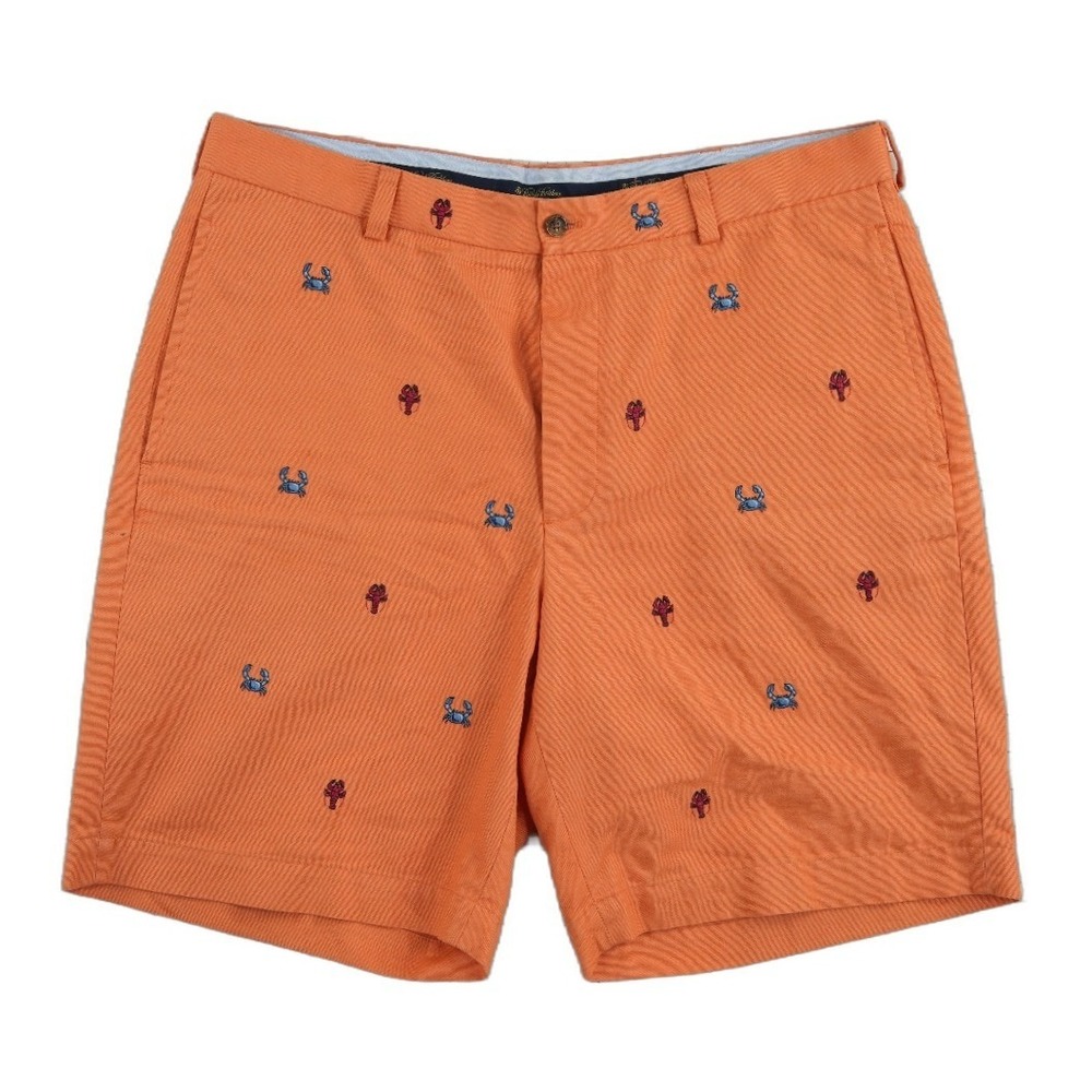 Brooks Brothers Shorts Men's Size 36 Orange Lobster Crab Embroidered Chino